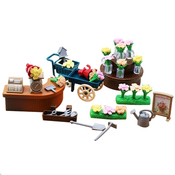1:18 Mini Simulacije Cvet Trgovina Komplet Vozička Mikro-Krajina Dekoracijo Lutke Otroci Igrajo Hiša Igrače