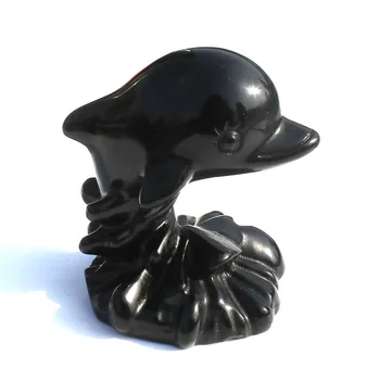 1 Kos Naravnih Obsidian Black Crystal Dolphin Plovila Za Dom Dekor