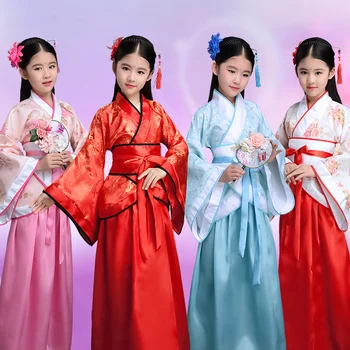 10 Barv, Kitajski Ples, Oblačila Za Dekleta Han Dinastije Otrok Hanfu Obleke Stari Gledališki Kostumi Folk Dance Kostumi