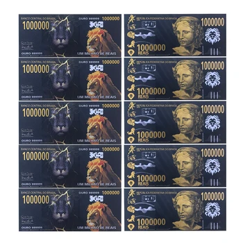 10 KOS Črnega Zlata Folija Brazilija Bankovcev 1000000 Reals Bankovcev Kartice Za Zbiranje