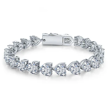 100% 925 sterling srebro 7mm visoko vsebnostjo ogljika diamond diamond, heart-shaped rezanje verige zapestnica zapestnica luksuzni nakit darilo wholes