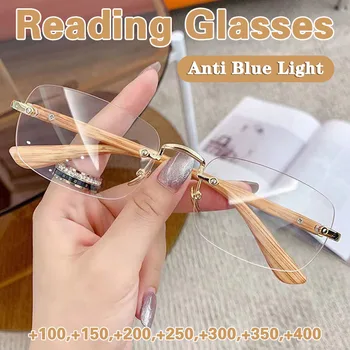 [+ 100 Do + 400] MDOD Obravnavi Očala brez okvirjev Obravnavi Očala Lesene Tempelj Proti utrujenosti Anti-utrujenost Očala Presbyopia