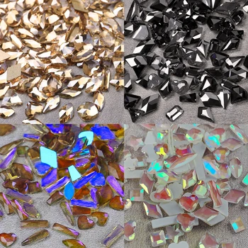 100 kozarcev/paket Mešanega Oblikovan Nail Art Okrasnih Svetleči Kristali AB Nohtov Diamanti 3D Flatback Stekleni Kamni Dragulji Manikura Odlikovanja