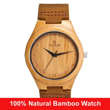 100% Naravnega Bambusa Watch Luksuzni Moški Ženske Univerzalno Ročno Quartz ročno uro Usnje Pasu za Moške Lesa Ura Relogio Masculino