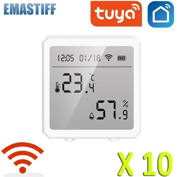10PCS WIFI Temperature In Vlažnosti Tipalo Tuya Smart Doma Notranjo Inteligentni Senzor Termometer Merilnik Vlažnosti Delo Z Alexa