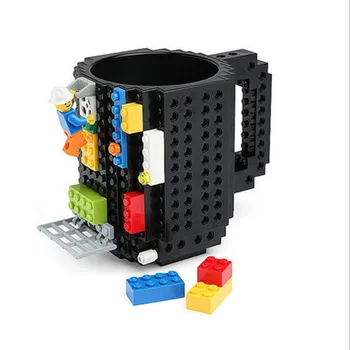 12 oz 10 barv Lego gradniki Kocka Vrč Mleko Čaj Coffer Blok Puzzle Vrsto Self Mešanjem Vrč Blok Puzzle Vrčkov