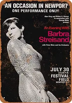 12 x 16 cm Kovinski Letnik Smešno Tin Prijavite 1966 Barbra Streisand v Rhode Island