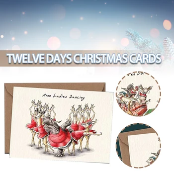 12x Dvanajst Dni Božiča karticami Z Ovojnice Prijatelji, Družino Darilo Mini Božič, Novo Leto Blagoslov Razglednice Razglednice in Kartice