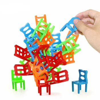 16 Kos/niz Stol Igro Mini Bilance Plastike Stavbe, Bloki Stackable Stol Igrača Družino Puzzle Igra Bilance Usposabljanje Igrača