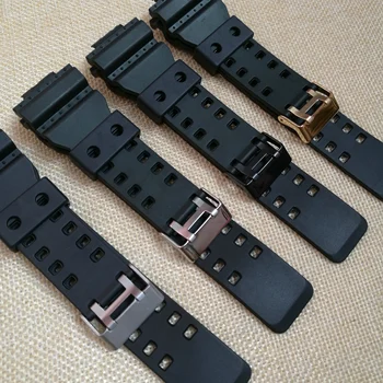 16 mm Silikonske Gume Watch Band Traku, Primerni Za G šok Zamenjava Black Nepremočljiva Watchbands Dodatki