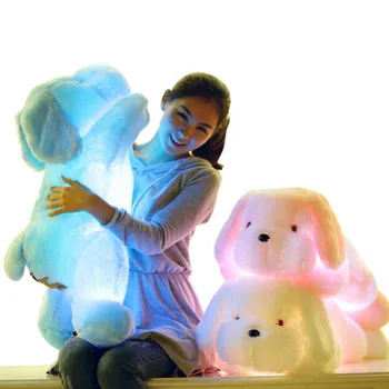 1pc 35-50 cm Ustvarjalne prižgejo LED Plišasti Pes Nagačene Živali Svetlobna Plišastih Igrač Pisane Žareče Blazine Otroke Božič Darila