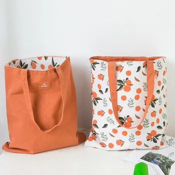 1PC Prilagodite Logotip Tkanine double-sided (obojestransko dvojno rabo, bombaž in lan žepu, torbici nakupovalno vrečko za večkratno uporabo vrečko za shranjevanje živil vrečko