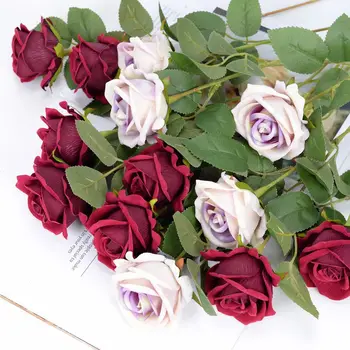 1Pcs Imitacije Rose Flannelette Rose Doma Poročno Dekoracijo Valentinovo Imitacije Cvet Vrtnice Umetno Cvetje