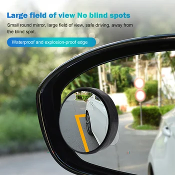2 Kos Avto Krog Okvir Konveksna Blind Spot Ogledalo Širokim kotom 360 Stopinj Nastavljiv Jasno Rearview Pomožne Ogledalo varno Vožnjo