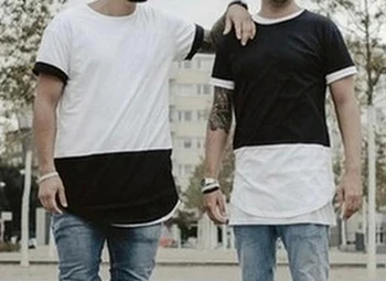 2018 poletje slog, mens t-shirt črna z belo tees t shirt ulične hip hop t srajce podaljša oblačil oblikovalec majica s kratkimi rokavi