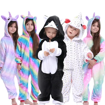 2020 Pozimi Kigurumi Onesies Za Otroke, otroške Pižame Pozimi Flanela Živali Pižame Otroci Sleepwear Za Dekleta Fantje Kostumi