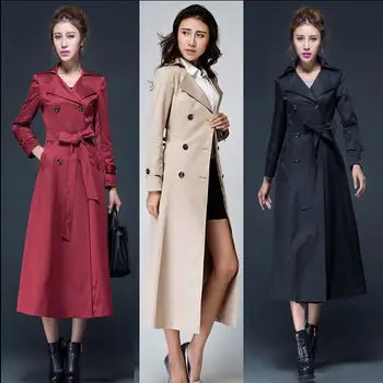 2020 spomladi in jeseni novi korejski kolena dolg jarek coats ženska england moda dvojno zapenjanje plašč ženska slim tanek velike