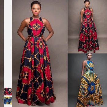 2020NEWS Seksi Krog Vratu Dashiki Maxi Afriške Tiskanja Obleke za Ženske brez Rokavov Ankara Haljo Africaine Za Klub Stranka