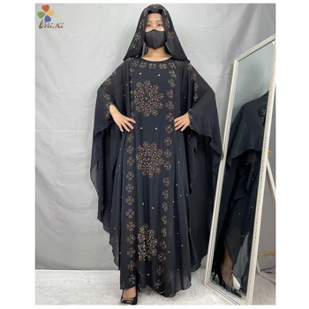 2021 Najnovejše Abaya Dubaj Ženske Šifon Obleko Beading Vezenje Muslimanskih Kimono Turški Islam Oblačila