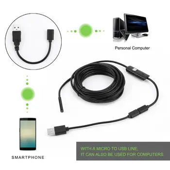 2022 Endoskop Fotoaparat S 6 LED 5,5 mm Objektiv 5M Kabla USB-Endoskop Za Telefon Pregled Borescope Fotoaparat Nepremočljiva Endoskop