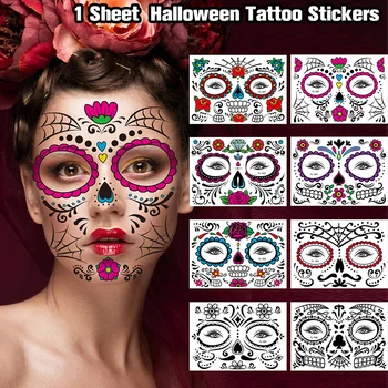 2022 Nova Smešno Halloween Dva-barva Svetilnosti Tattoo Nalepke Obraz Nalepke Duha Festival Brazgotina Tattoo Nalepke Obraz Nalepke