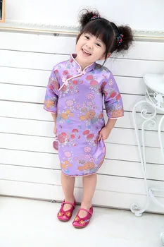 2022 Novo Leto Kitajski Dekleta Obleko Qipao Otroci Oblačila Modni Festival Cvetlični Dekle Oblačila Majica Skokih