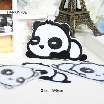 20pcs/veliko Srčkan panda obliž Vode Vezenje Srce Železa Na Obliži Oblačila Appliques Sew Na Motiv Značko DIY Oblačila Vrečko