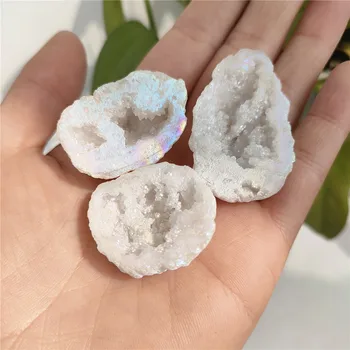 25-35 mm naravnih agate geode galvanizacijo angel aura crystal grozdov zdravilni kamni in kristali darilo DIY