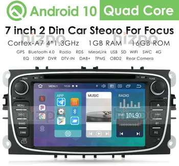 2Din Android 10 Autoradio za Ford Focus 2 Mondeo, S-MAX, C-MAX, Galaxy Tranzit Kuga Multimedijski Predvajalnik Dvd-jev 7inch Vodja Enote WIFI 4G