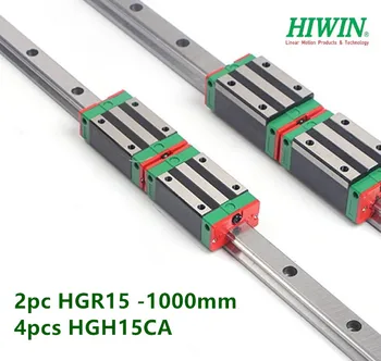 2pcs original HIWIN linearni železniškega HGR15 - velikosti 1000 mm vodnik +4pcs HGH15CA ozko blok prevoz ležaji za CNC