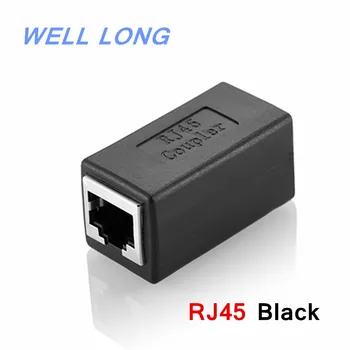 (2pcs/veliko) Črna RJ45 Omrežni kabel podaljšek,Omrežni priključek za kabel,Omrežni dvojni priključek,Omrežja pass-through priključek.
