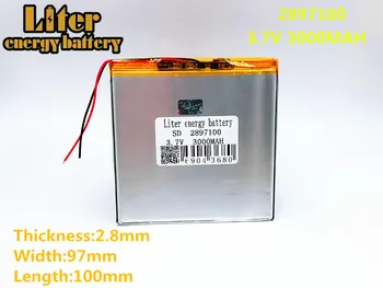 3,7 V 3000mah litij-polimer baterij za ponovno polnjenje T3 baterije 2.8*97*100 tablete baterije
