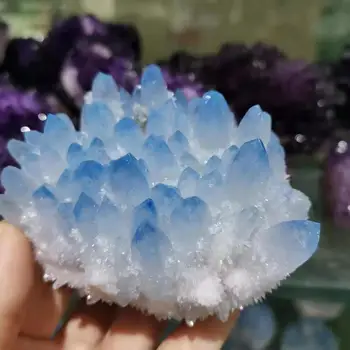 350-400g Naravnih quartz crystal grozdov zdravilni kamen Modra duha quartz gruče za fengshui