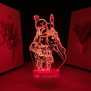 3D LED Lučka Anime Slika Oborožen Vojak Svetlobe, Spalnica Dekoracijo Nočna Darilo za Rojstni dan Manga Soba namizne Svetilke