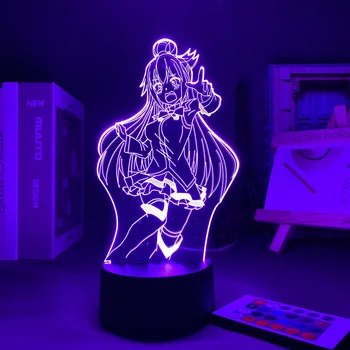 3D Lučka Anime KonoSuba Led Nočna Lučka Aqua Lučka za Spalnica Dekor Darilo za Rojstni dan