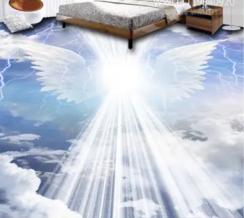 3D Tla krila angel oblak Ozadje 3D Talne Nalepke Nepremočljiva samolepilne PVC Ozadje