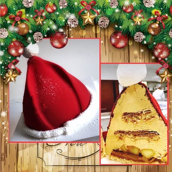 3D Torta Silikonske Pene Plesni Božični Klobuk Pečemo Pan Sladica Muffin Peko Orodja za Plesni Čokolado Pecivo Umetnosti Okrasitev