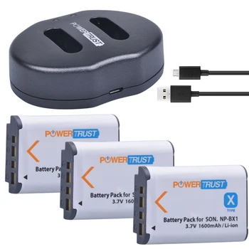 3Pcs 1600mAh NP-BX1 NP BX1 Baterija +Dual USB Polnilec za Sony DSC-RX100 DSC-WX500 HX300 WX300 HDR AS100v AS200V AS15 AS30V AS300