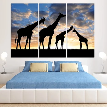3pcs Povzetek Afriška Pokrajina Živali Žirafa umetnosti slikarstva 5D DIY Diamond Slikarstvo Vezenje umetnosti Mozaik Dnevna soba dekoracijo