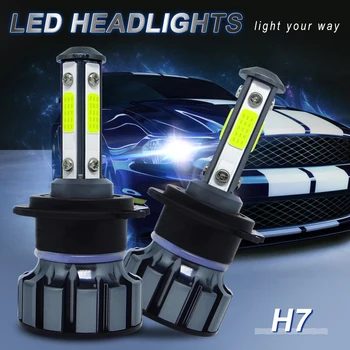 4-straneh H7 H11 avto Smerniki Žarnice je univerzalna LED svetlobni izvor izdelan iz Vrhunskih COB čip komplet Hi Low Žarek 6000K Super Svetla