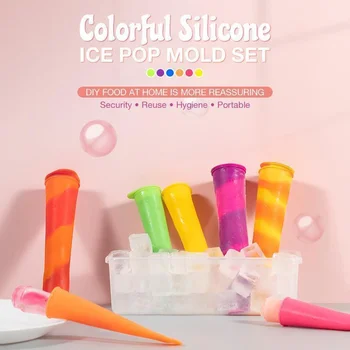4pcs/set Sladoled Plesni Ustvarjalec Hrane Silikona zamrznjenem Ledu Pop Plesni Kuhinja DIY Orodja Naključno Barvo