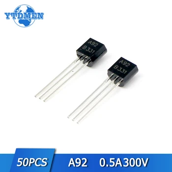 50pcs A92 Tranzistor 300v 500mA Visoke Napetosti PNP Tranzistorji nastavi 92 Primeru Silicij BJT Triode Elektronskih Komponent Na Zalogi