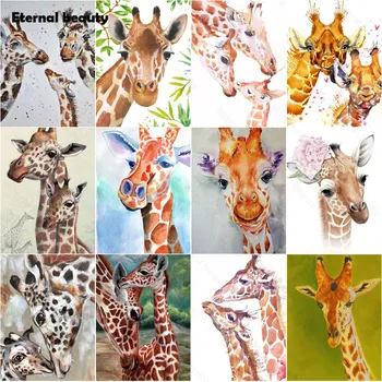 5D Diy Diamond Slikarstvo Živali Žirafe Družino Navzkrižno Šiv Kompleti Doma Dekor Diamant, Mozaik, Art Slikarstvo Polni Sveder Okrasnih
