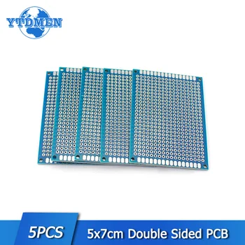 5pcs 5x7cm 5*7 Dvojno Stranicami Bakrena Plošča PCB Prototip Odbor Modra PCB Univerzalno Vezje Diy kit