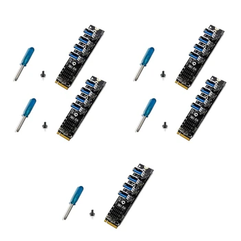 5Set M. 2 PCIE Riser Card Za Rudarstvo 4-Port MKEY PCI-E X1 Adapter Modul 1 Do 4 Širitev Odbor Za BTC Minner Desktp PC