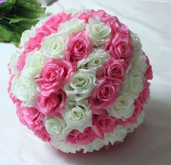 6.8 palčni(17 cm) Poroka Cvet Žogo Centerpieces Svile Rose Poljubljanje Kroglice Pomanders Dekorativni Visi Cvet Žogo Dekoracijo