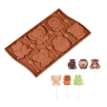 6 Votlini Živali Oblikovan Lollipop Plesni Žaba Opica Silikonsko Plesni Čokolado Torta Dekoraterstvo Orodja