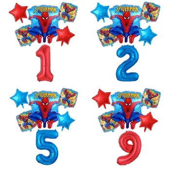 6Pcs/Set Spiderman Balon Super Hero Party 30inch Število Napihljivih Helij Ballon Rojstni Okraski Otroci Igrače Globos
