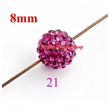 8 mm Shamballe Kroglice božični okraski Gline Kristalno iskanje žogo kroglice fushia SH08021