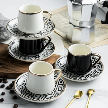 80ml Espresso Skodelice S Krožniki Keramične Skodelice Set Za Črni Čaj, Kava Kuhinja Stranka Pijača Oprema Doma Dekor Kreativna Darila